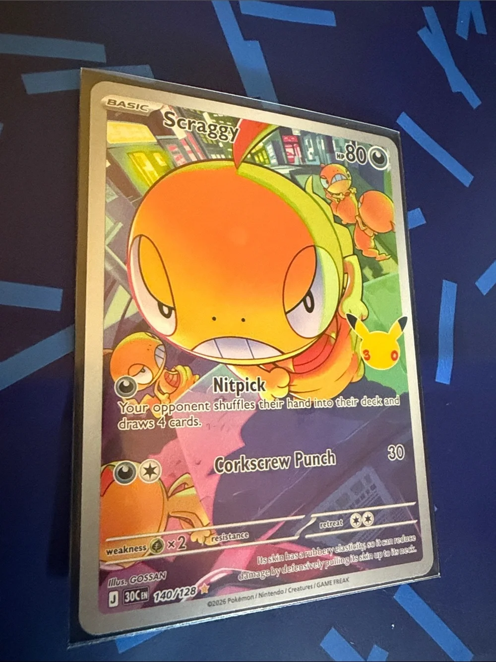 Scraggy Holofoil Trading Card - Orange
